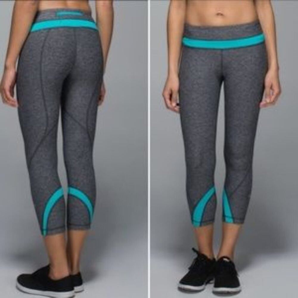 Lululemon Run: Inspire Crop II *All Luxtreme In Heathered Black / Blue Tropics